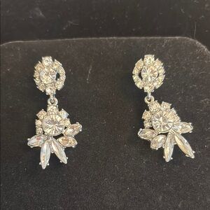 Chloe + Isabel Silver Crystal Drop Statement Earrings